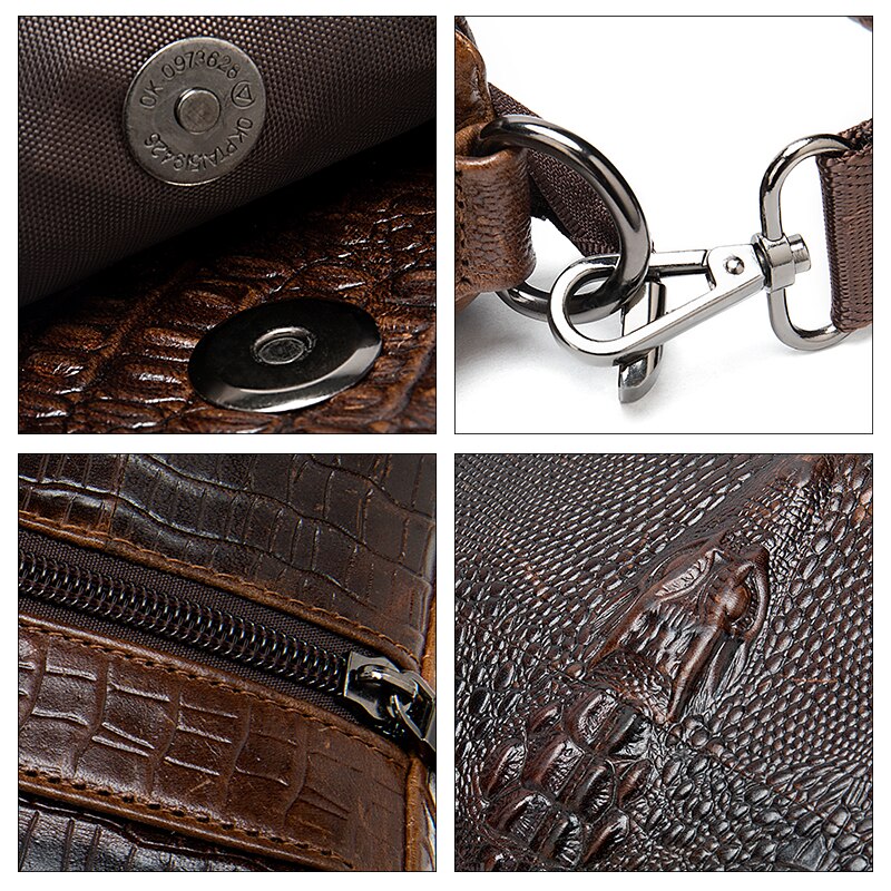 Images displaying the Vintage Genuine Leather Messenger Bag features.