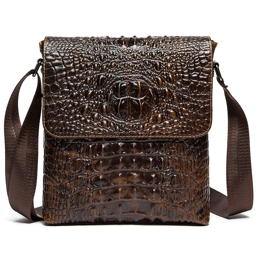 Vintage Genuine Leather Messenger Bag pattern 2 in brown.