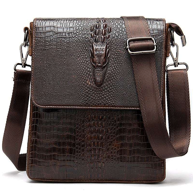 Vintage Genuine Leather Messenger Bag in brown p;attern 1.