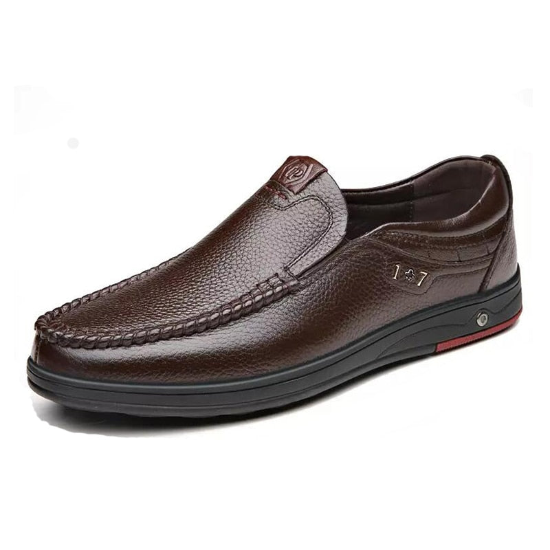 Business Casual Leather Loafers in brown