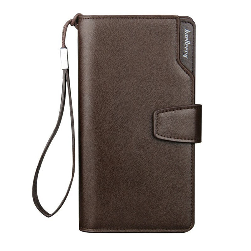 Luxury Brand Men Leather Wallet in coffee color.
