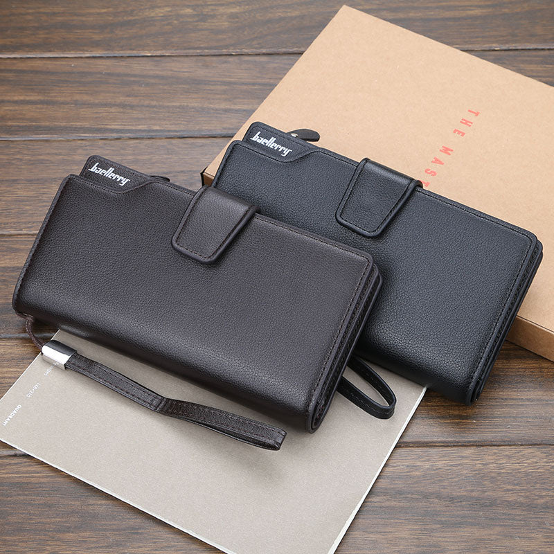 Luxury Brand Men Leather Wallets in black and coffee colors.