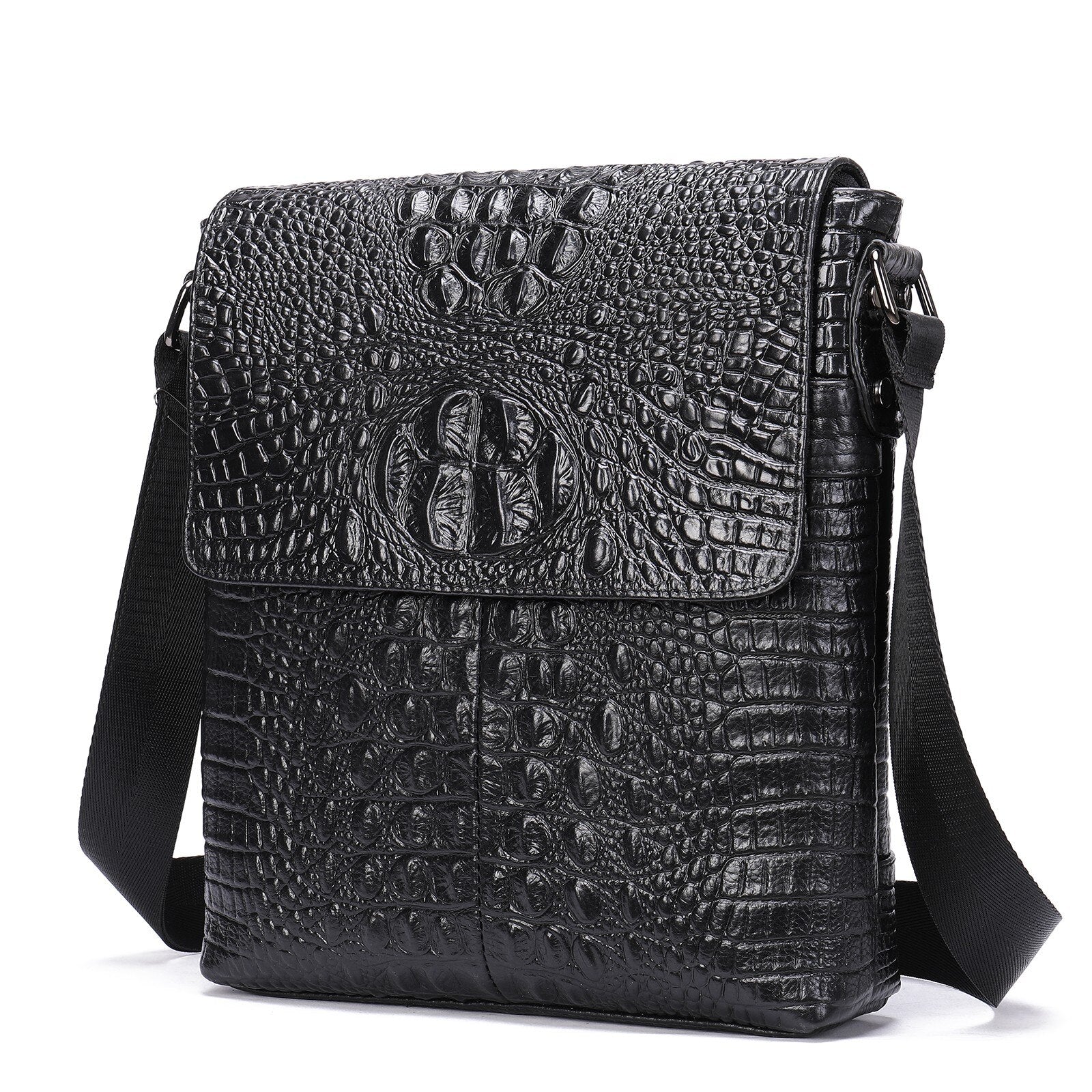 Vintage Genuine Leather Messenger Bag in black pattern 2.