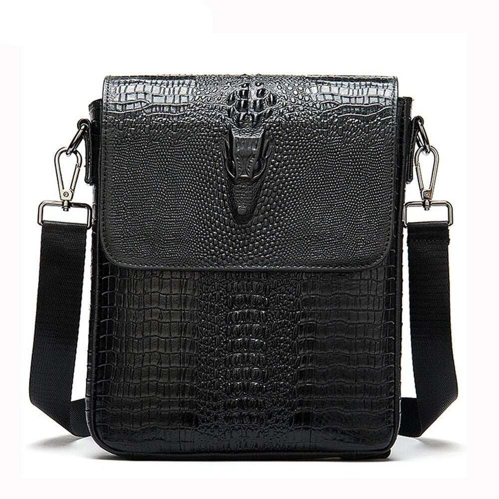 Vintage Genuine Leather Messenger Bag in black pattern 1.