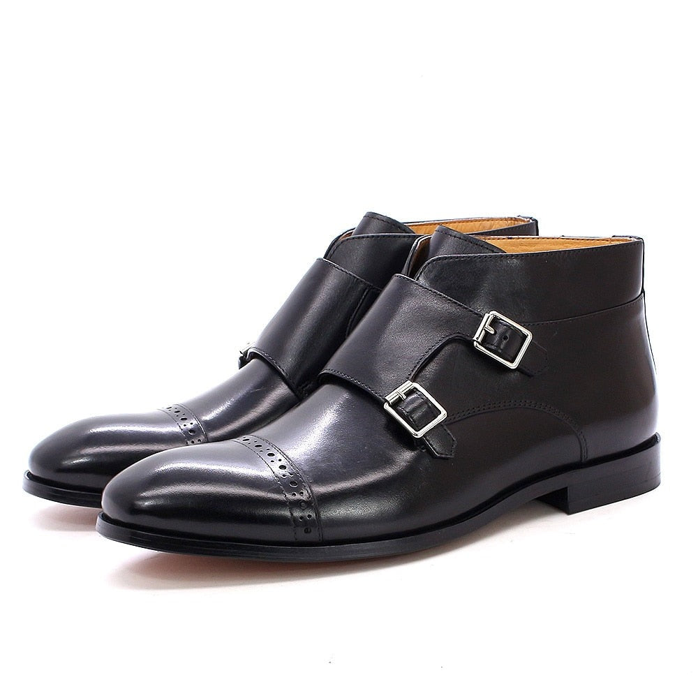 Men Genuine Leather Ankle Boots in black 1