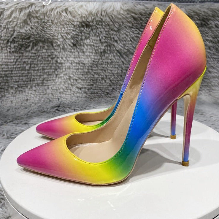 Gradient Rainbow Ombre Stilettos displayed 