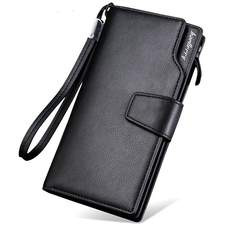 Luxury Brand Men Leather Wallet in black.