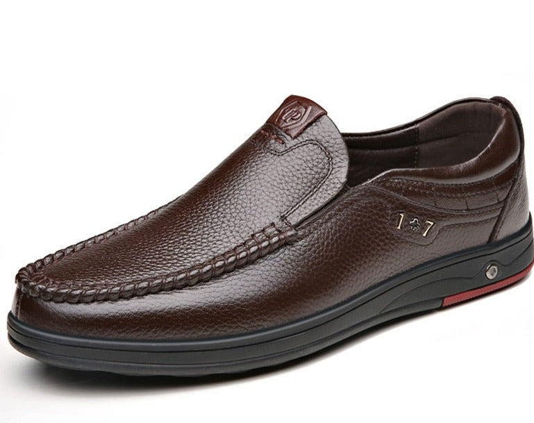 Business Casual Leather Loafers in brown.